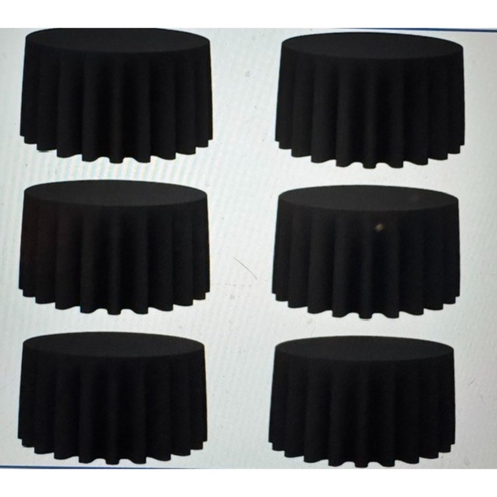 Brillmax 6 Pack Black Round Tablecloths 120 Inch Water Stain Resistant New